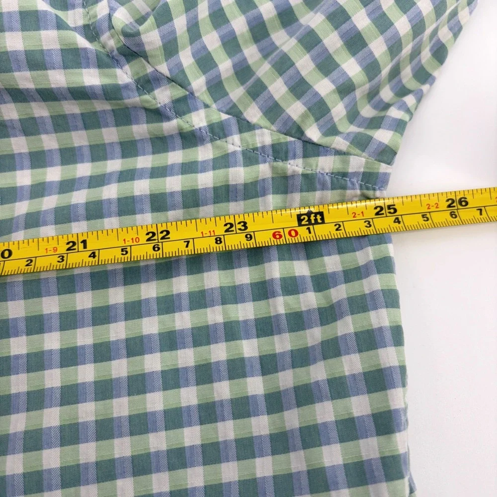 Banana Republic Slim Fit‎ Gingham Button Down Shirt Mens XL Green White Blue